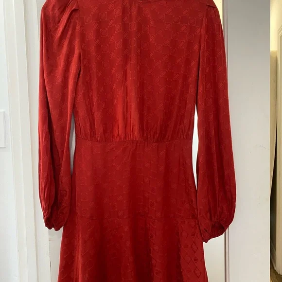 BNWOT Maje Romasy Balloon-Sleeved Flared Jacquard Mini Dress - Picture 5 of 13